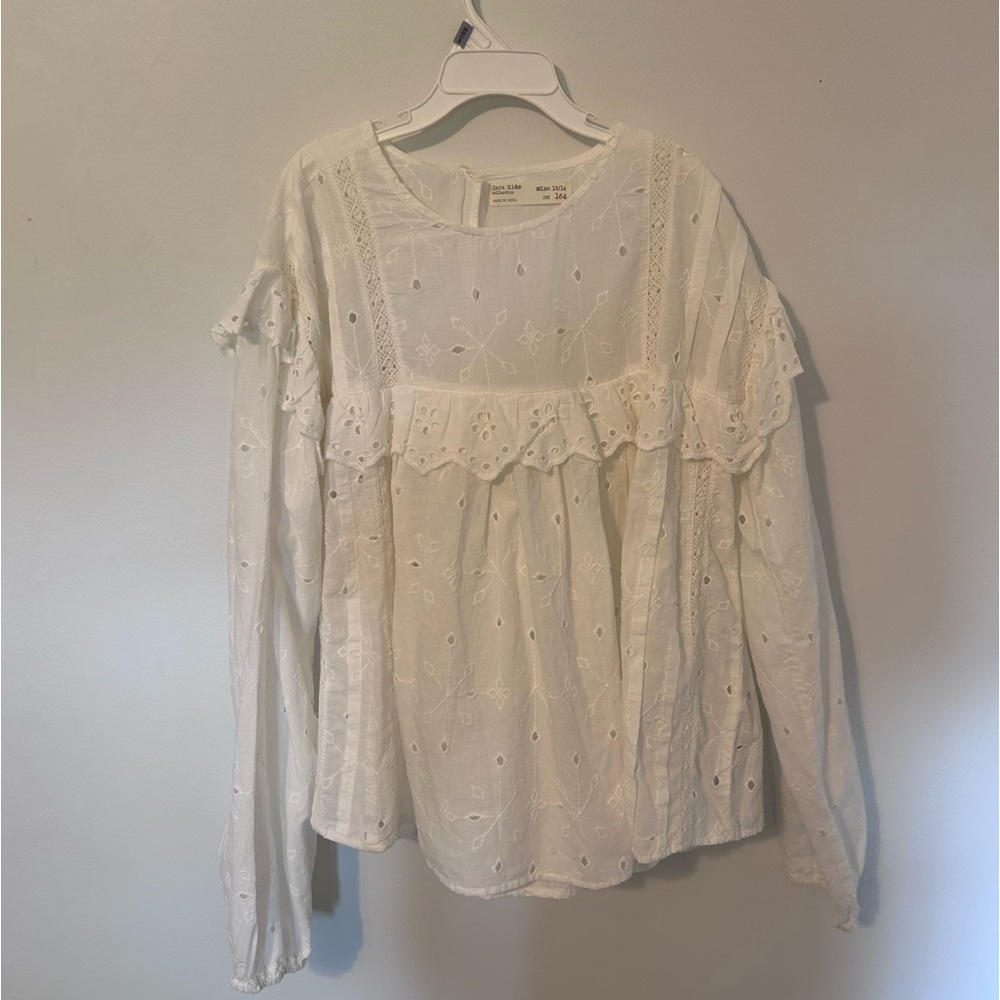 white zara kids blouse